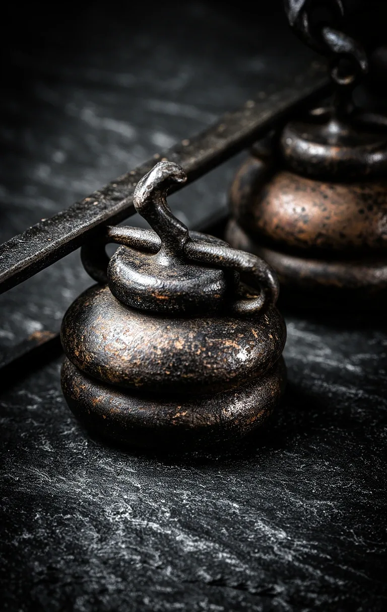 Archival iron artifacts representing balance and tradition